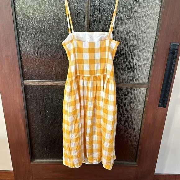 Autumn Adeigbo Lillian Gingham Cutout Midi Sundress in Yellow Gingham size 6